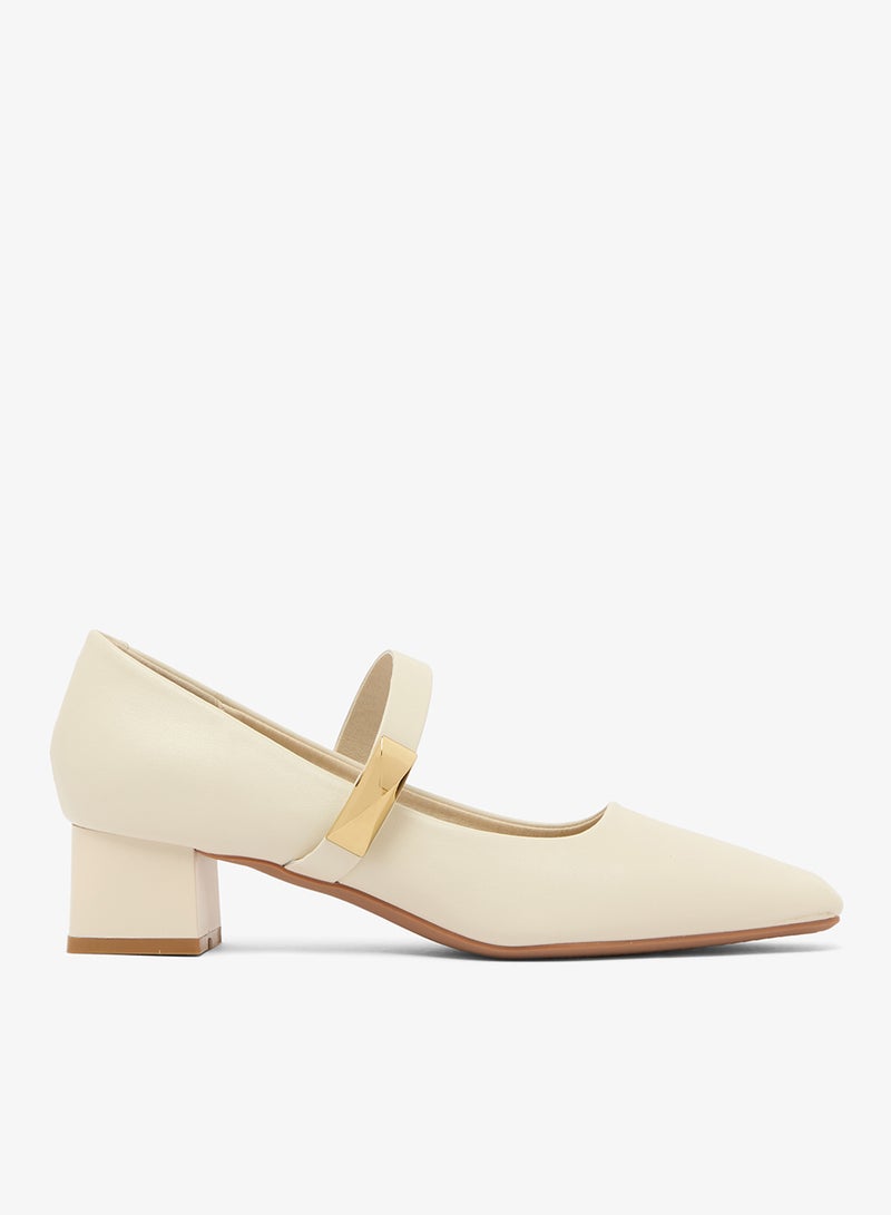 Ginger Strap Detail Block Heel Mary Janes - Image 1